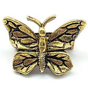 Vintage Tiny Butterfly Scatter Pin Brooch Textured Gold Tone